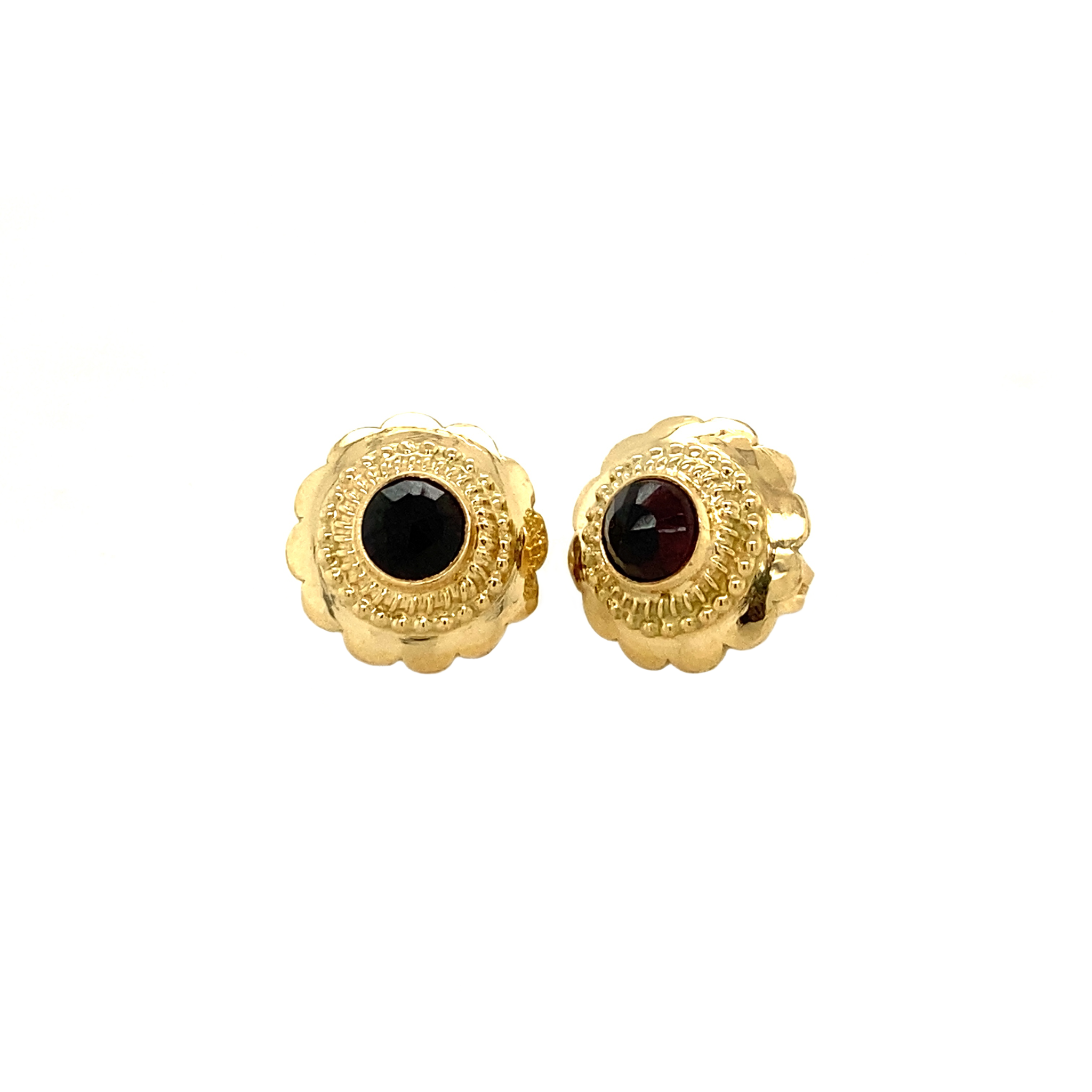 Vintage 14K Gold Stud Earrings with Garnet